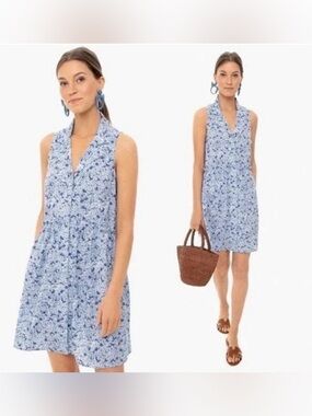 Tuckernuck Sleeveless Royal Shirt Dress, Hydrangea, XS